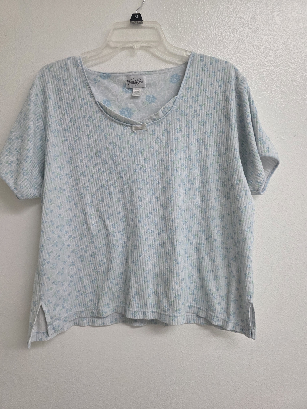 Vanity Fair Light Blue Floral Short Sleeve Top (0386)